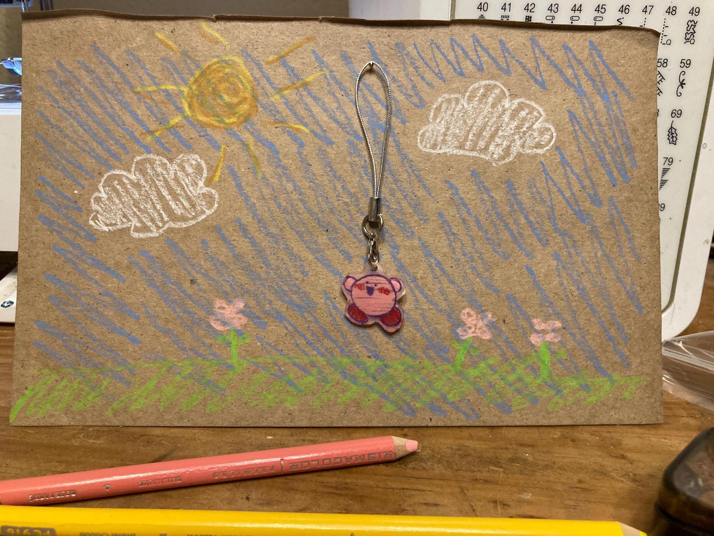 Cute Kirby Keychain | Handmade plastic video game charm