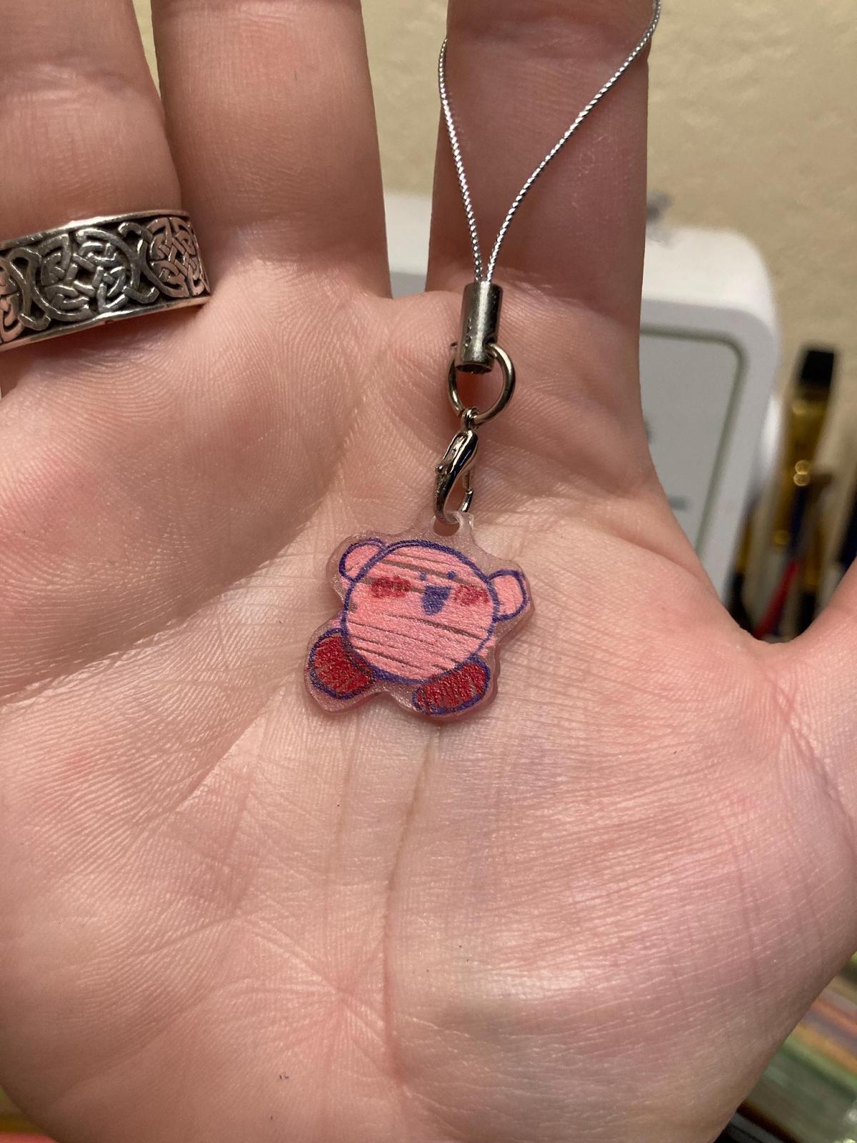Cute Kirby Keychain | Handmade plastic video game charm