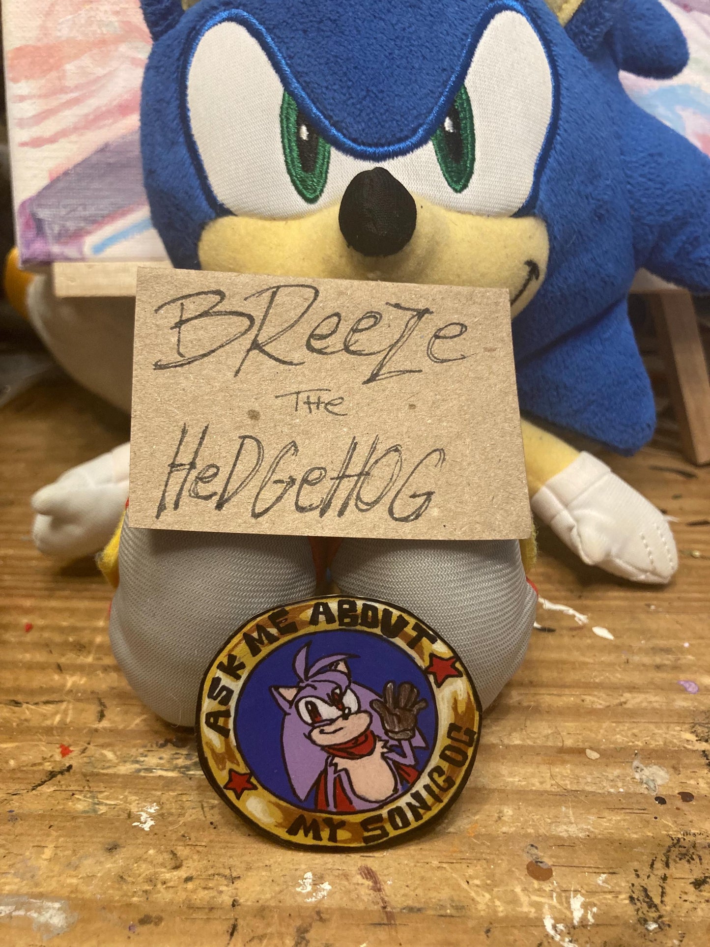 Custom Sonic OC Pin | Original Character handmade badge button