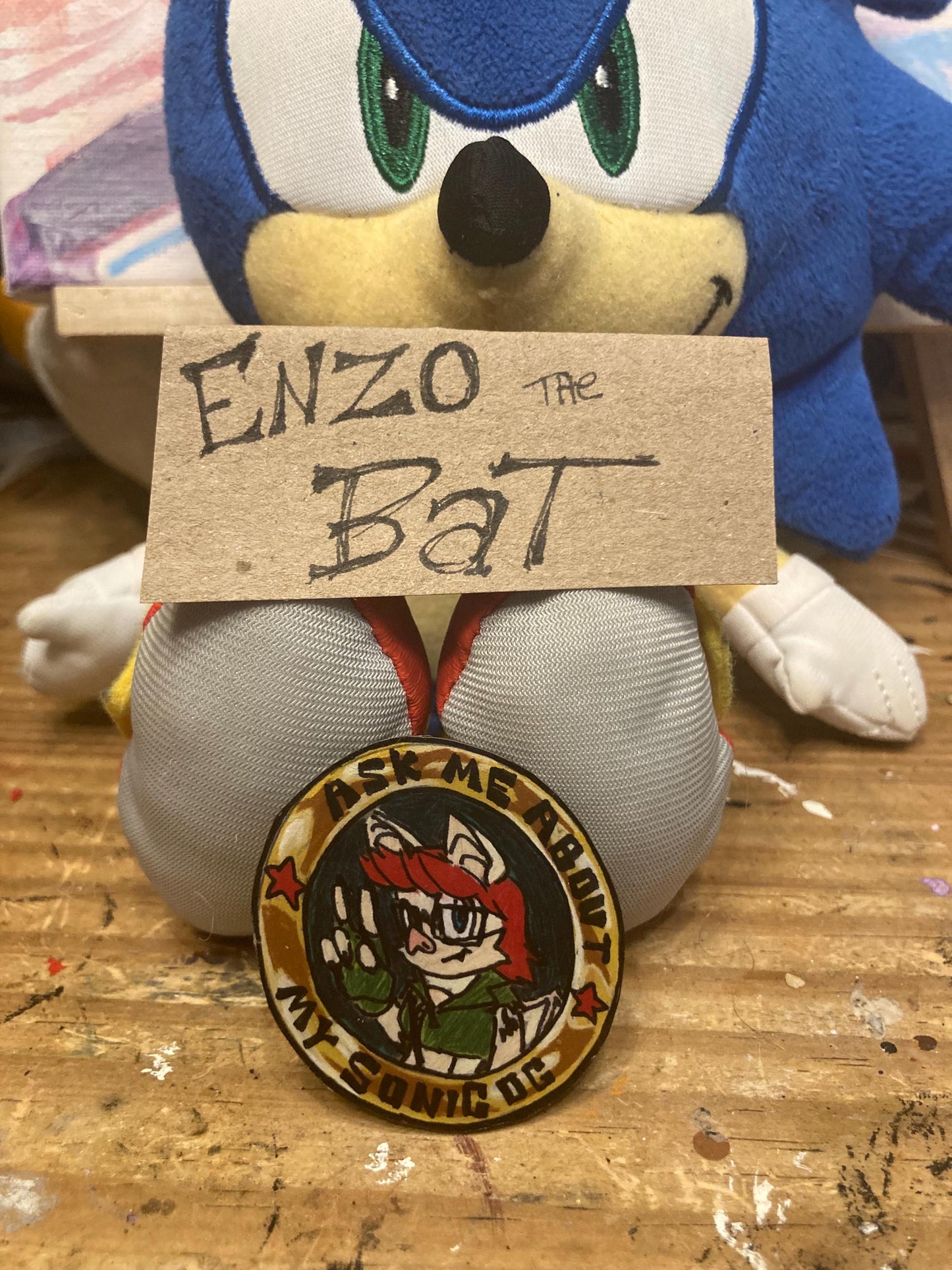 Custom Sonic OC Pin | Original Character handmade badge button