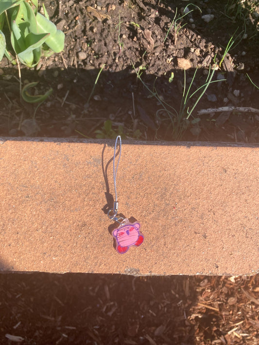 Cute Kirby Keychain | Handmade plastic video game charm