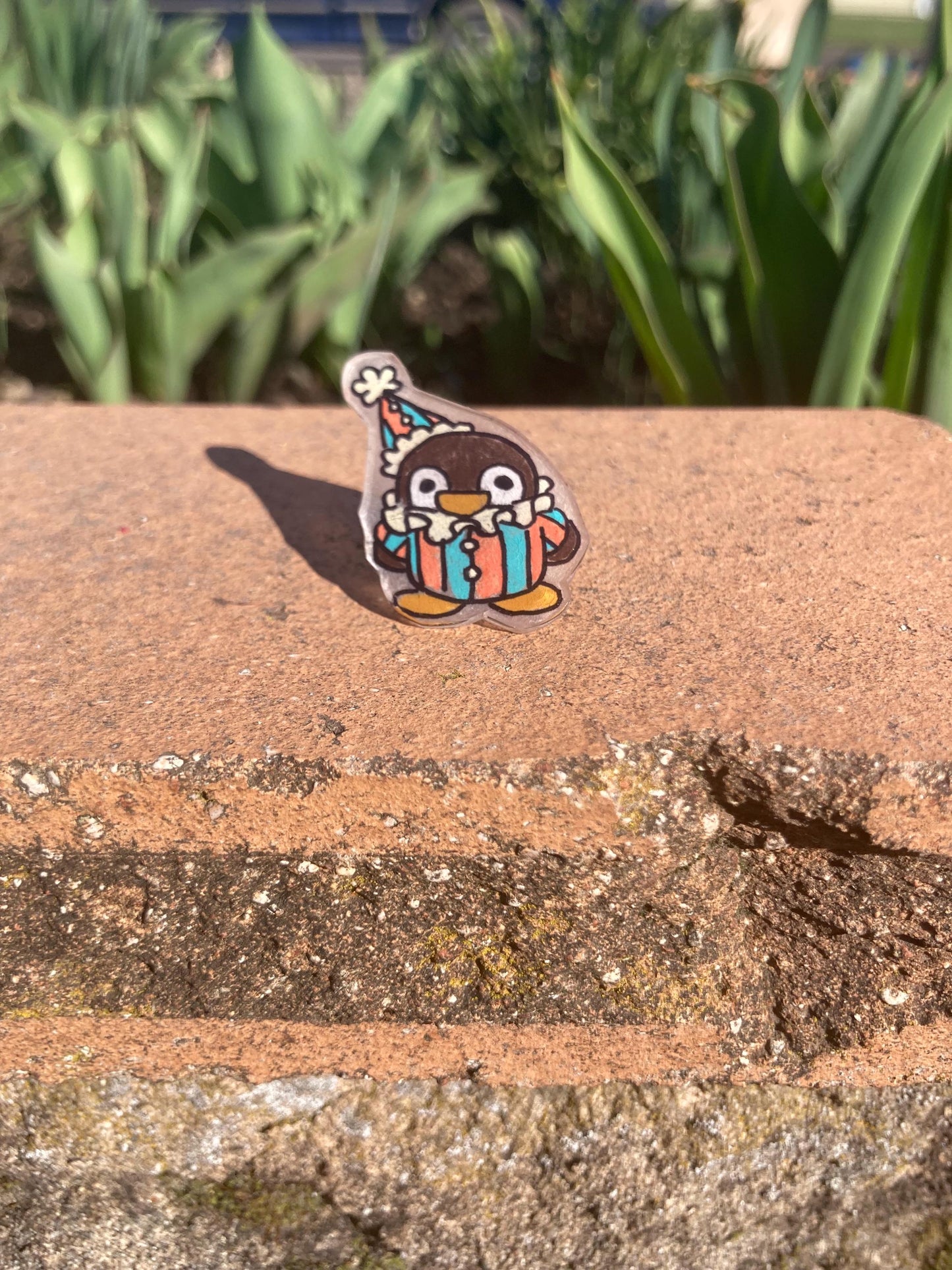 Jester Penguin | handmade silly clown pin