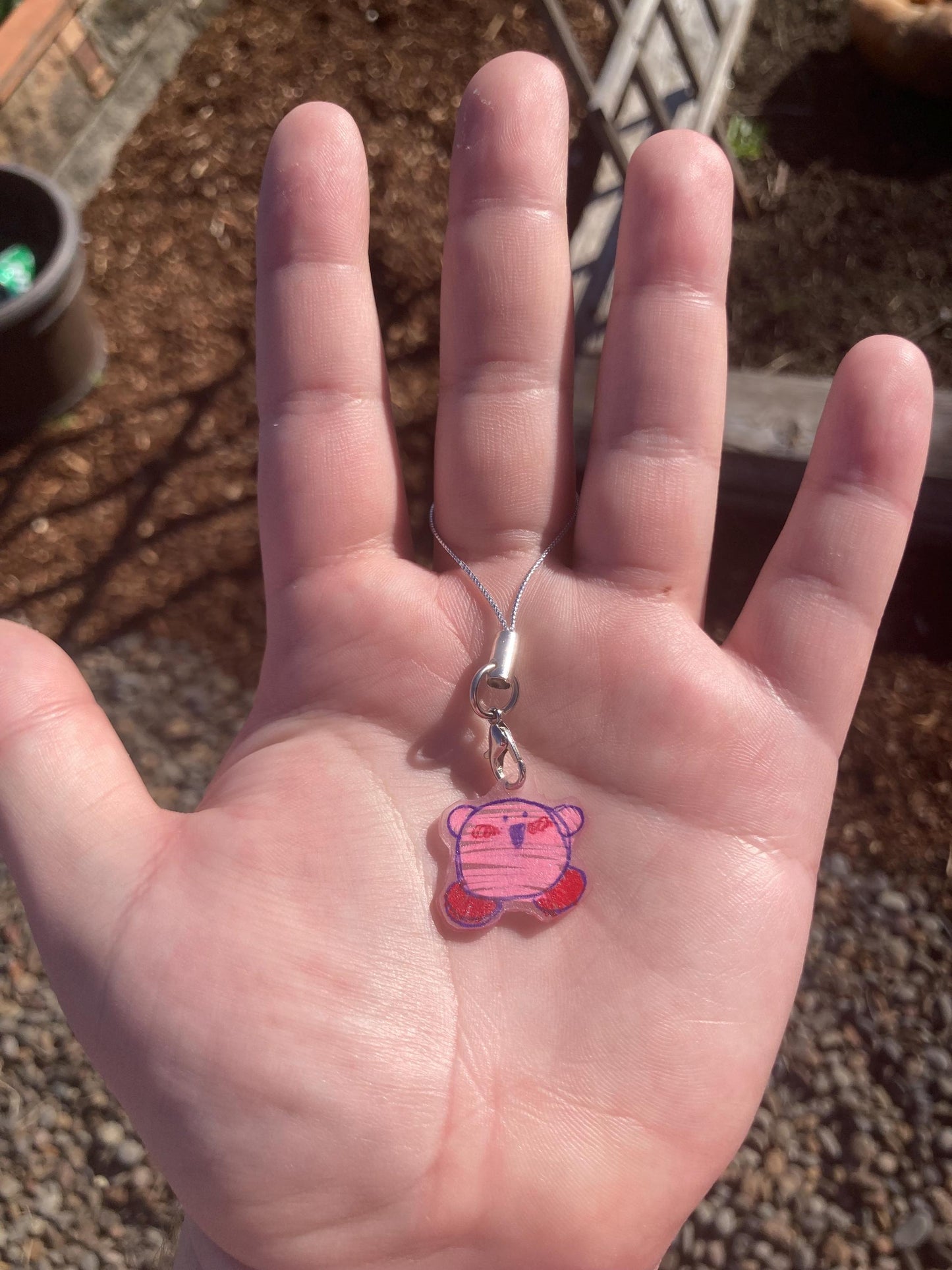 Cute Kirby Keychain | Handmade plastic video game charm