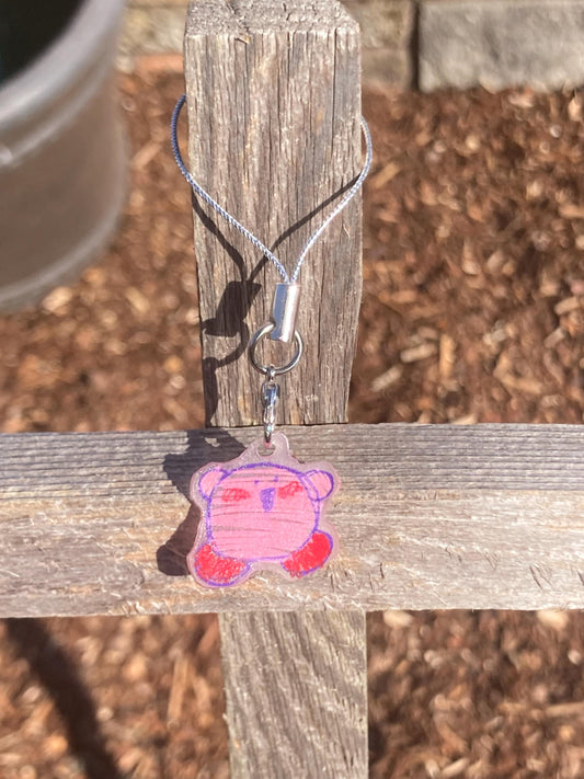 Cute Kirby Keychain | Handmade plastic video game charm