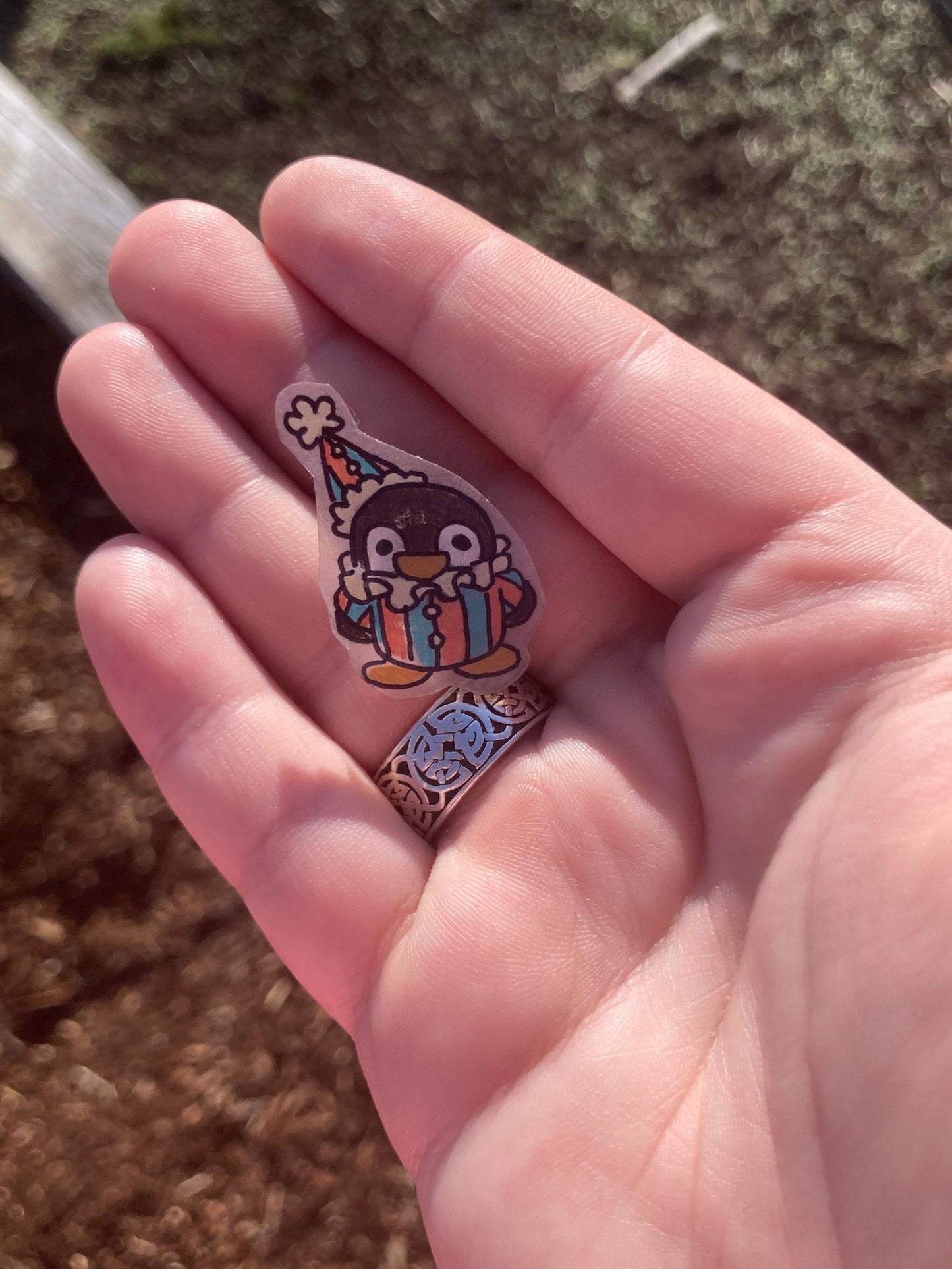 Jester Penguin | handmade silly clown pin